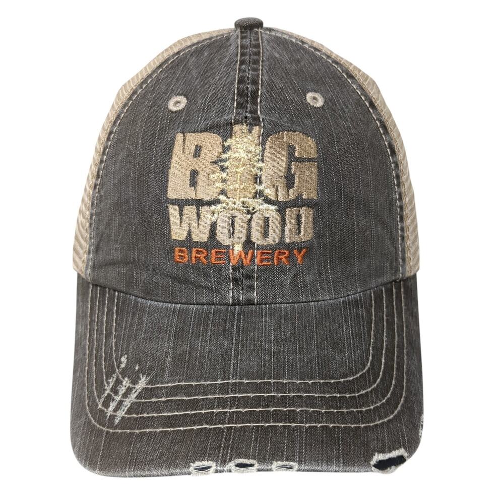 Big Wood Brewery White Bear Lake Strapback Trucker Hat Brown OS Distressed Ha